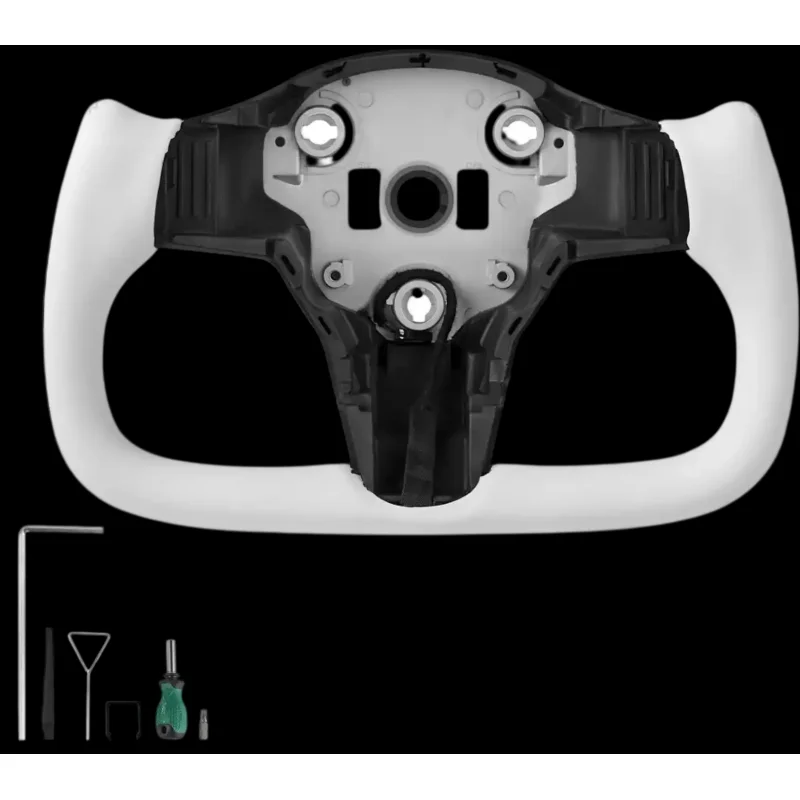 Vevor Steering Wheel Carbon Fiber Heated D-Shaped Flat-Bottom for 2016-2023 Tesla Model 3 White New