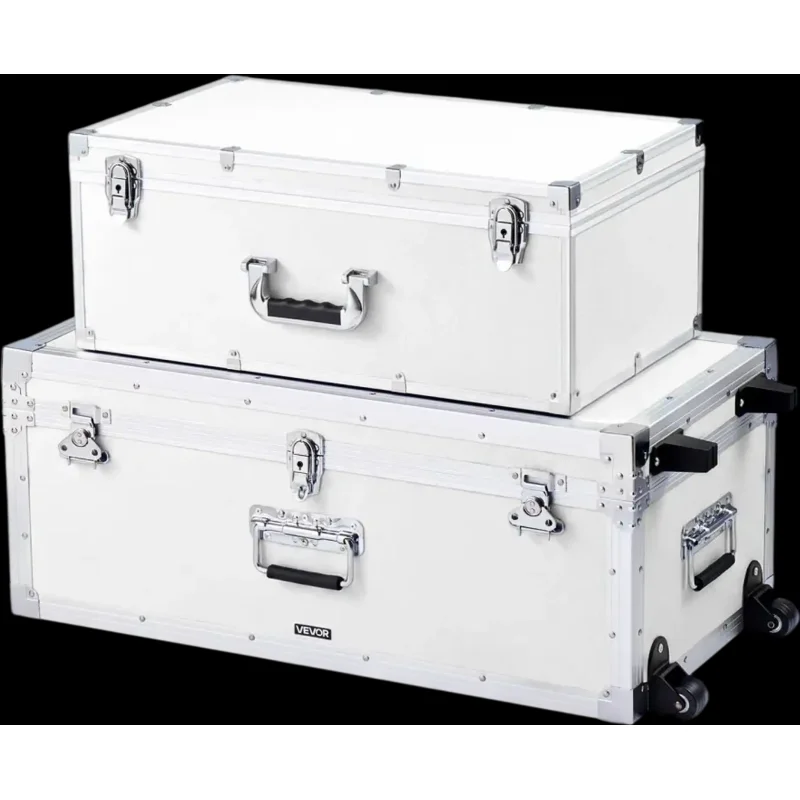 Vevor Storage Trunk Set of 2 Wooden Suitcase Storage Boxes with Padlocks White New