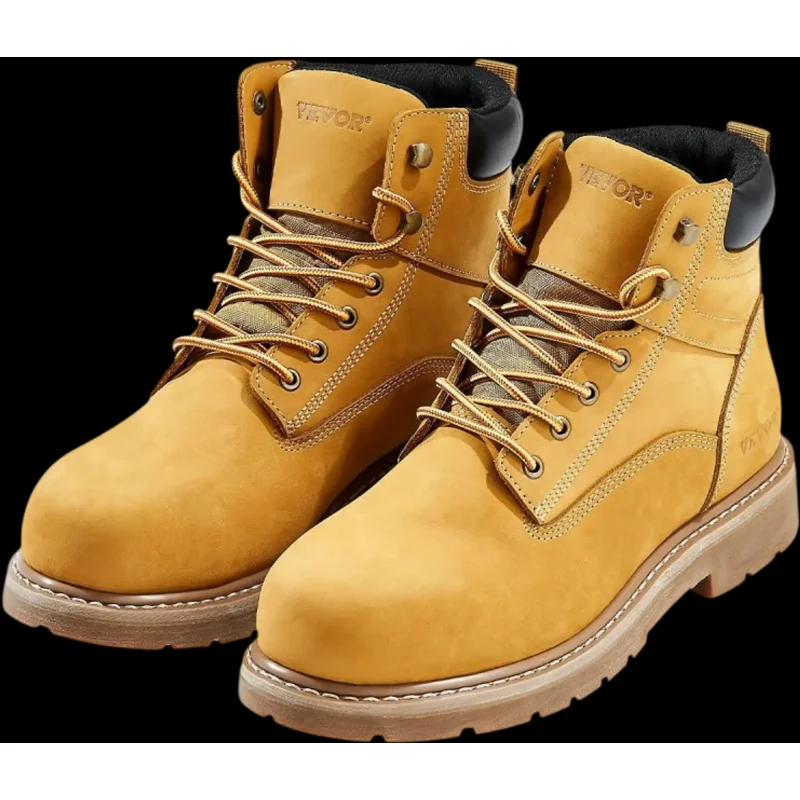 Vevor Work Boots Steel Toe Waterproof Slip-Resistant Men's Size 11 Brown Yellow New
