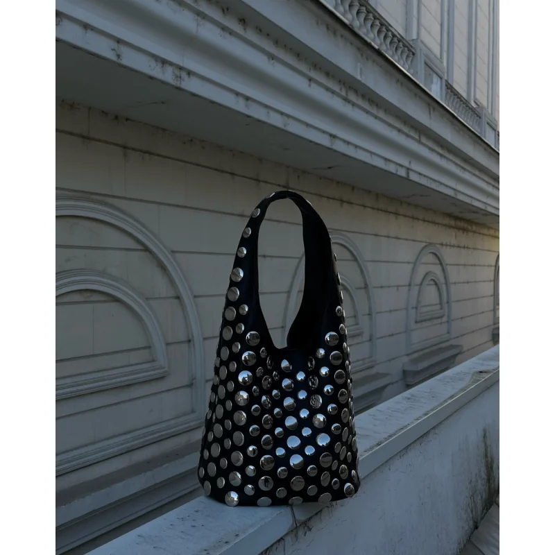 Vienna Collection | Studded Rivet Bag with Soft Slouchy Design | Statement Accessory for Night Out