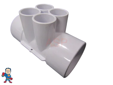 Water Manifold (4) 3/4″ Ports X 2″ Slip x 2″ Slip Flow Thru