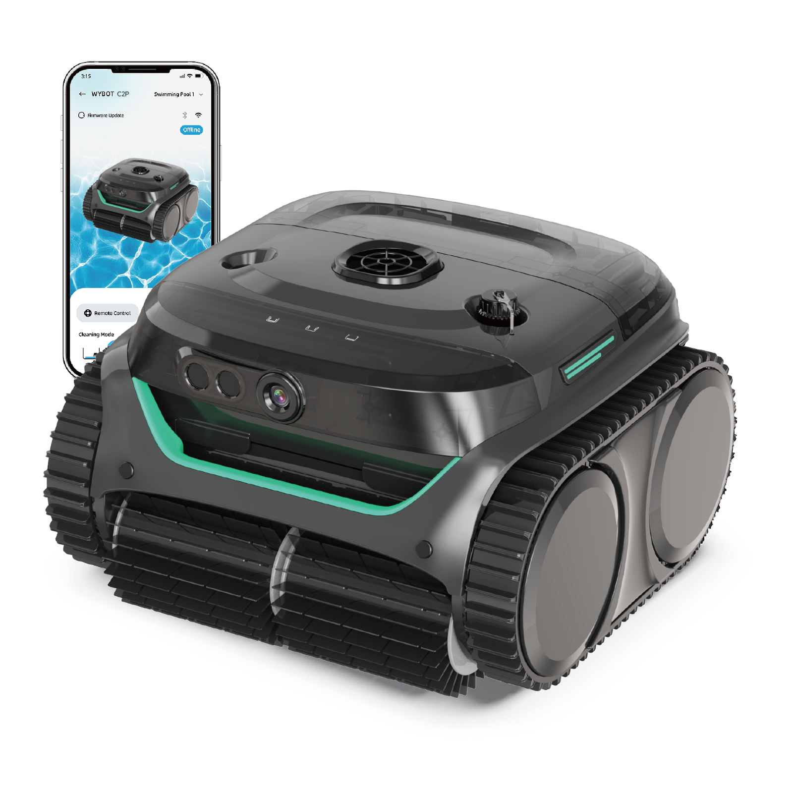 WYBOT C2 Vision Cordless Robotic Pool Cleaner Wall Climbing Pool Vacuum Cleaner